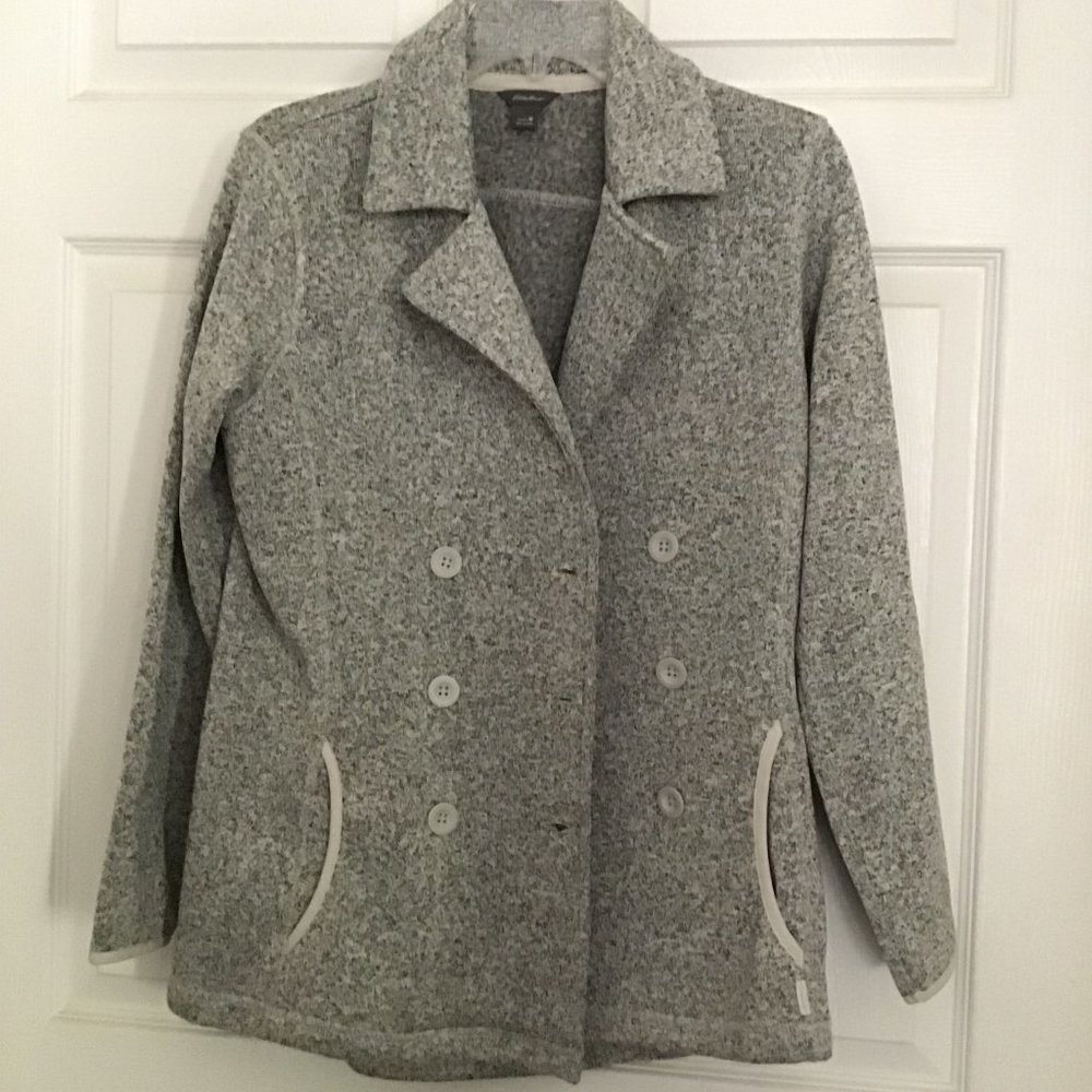 Womens Eddie Bauer Gray Knit Jacket EUC Size 8
